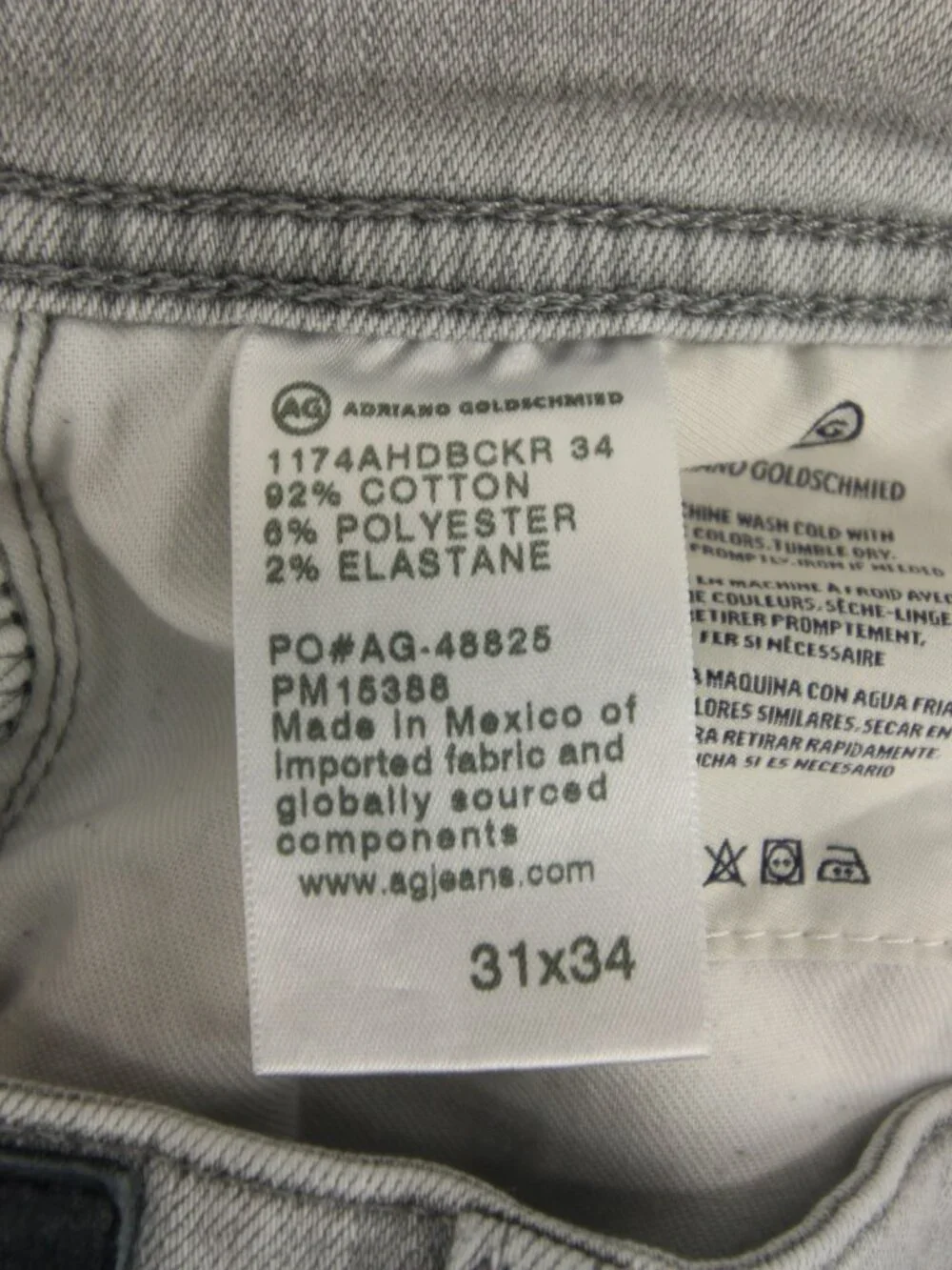 AG Adriano Goldschmied The Graduate Jeans Mens 31x28 Gray Tailored Leg Stretch